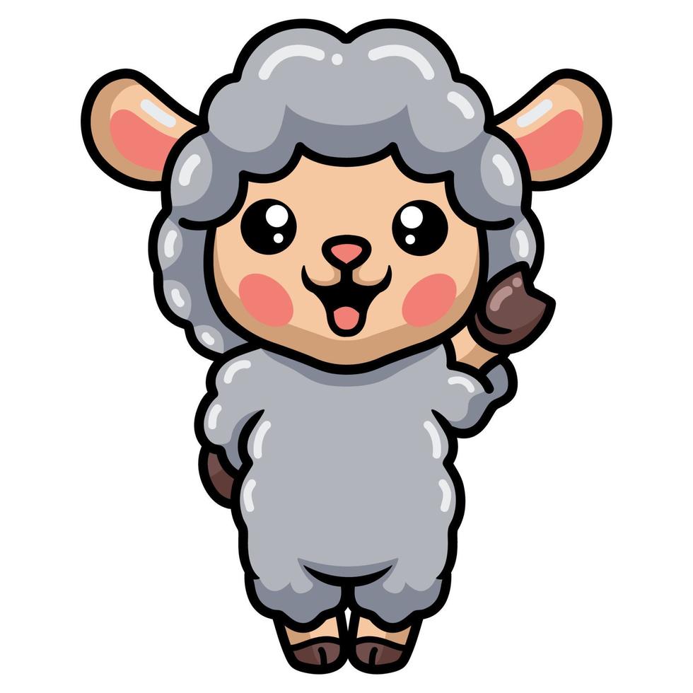 cartone animato carino pecore bambino in piedi vettore
