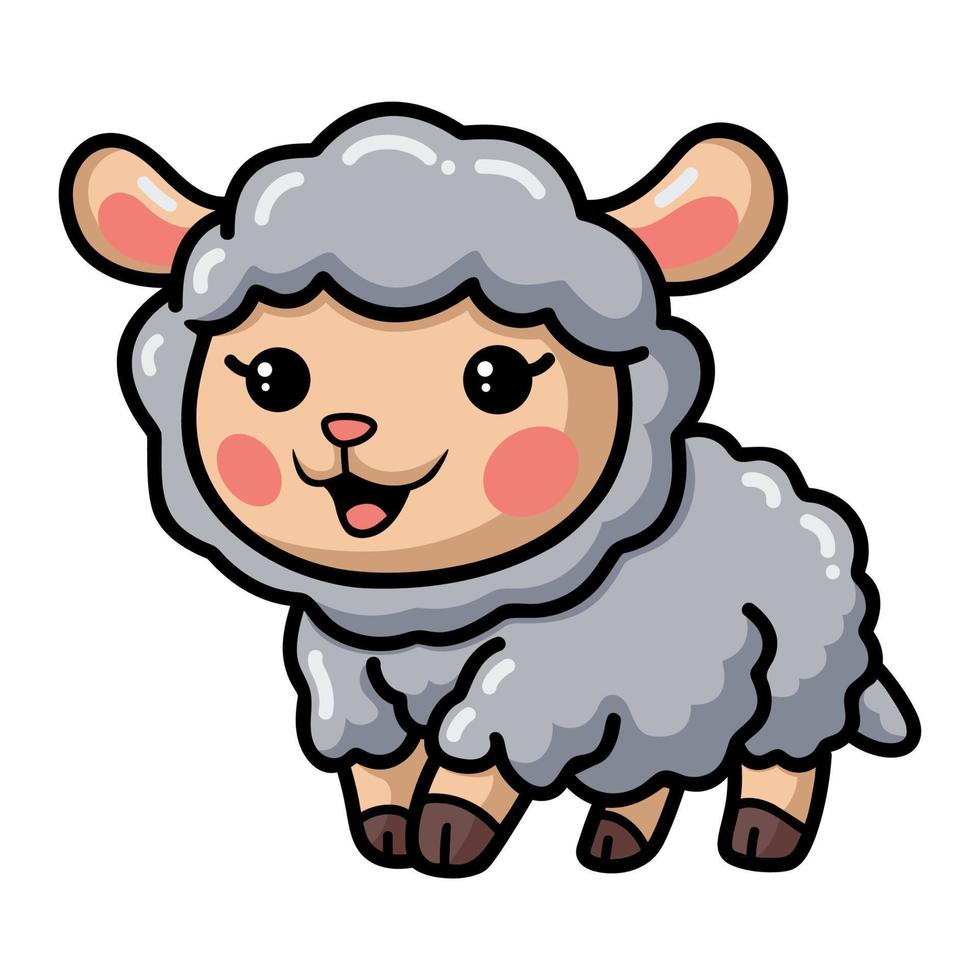 simpatico cartone animato di pecore del bambino felice vettore
