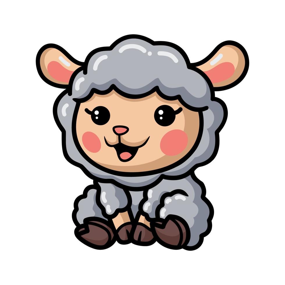 cartone animato carino pecore bambino seduto vettore
