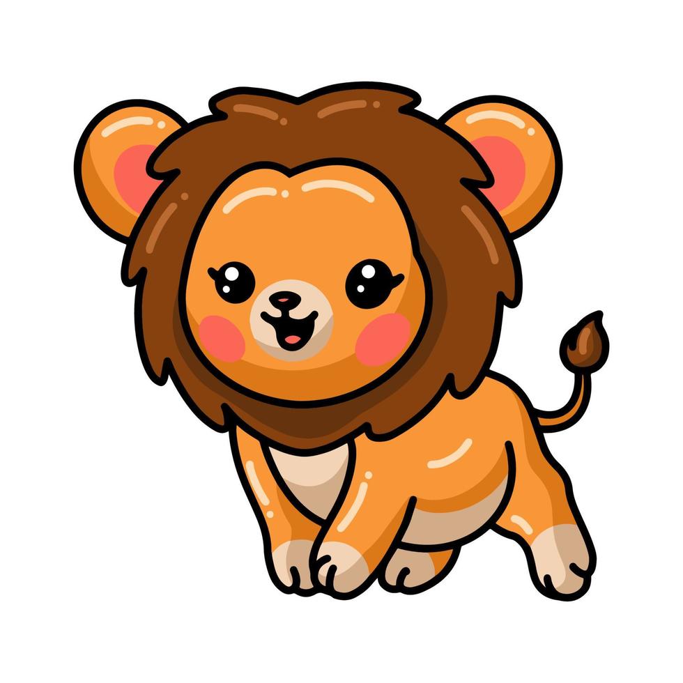 simpatico cartone animato leone bambino felice vettore