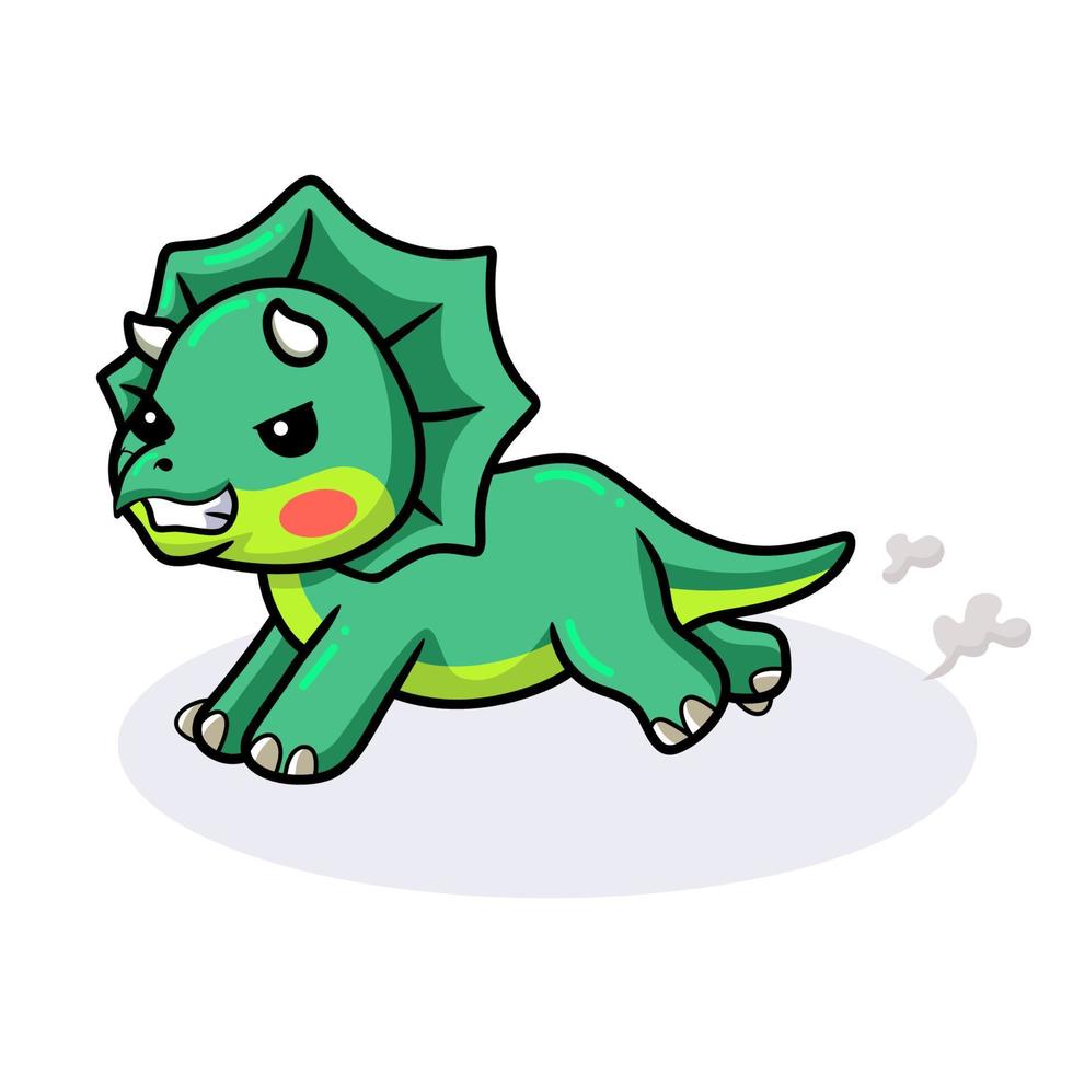 simpatico cartone animato di dinosauro triceratopo arrabbiato vettore