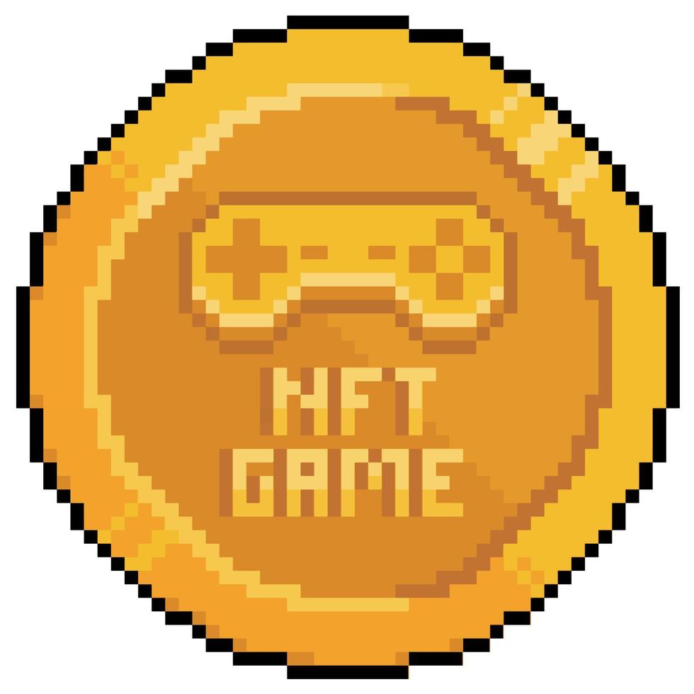 pixel art nft gioco moneta moneta vettore icona per gioco a 8 bit su sfondo bianco