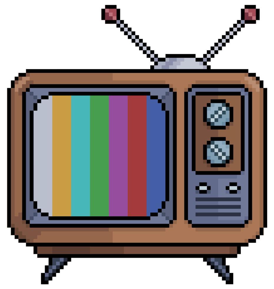 pixel art vecchia televisione vettore icona per il gioco a 8 bit su sfondo bianco