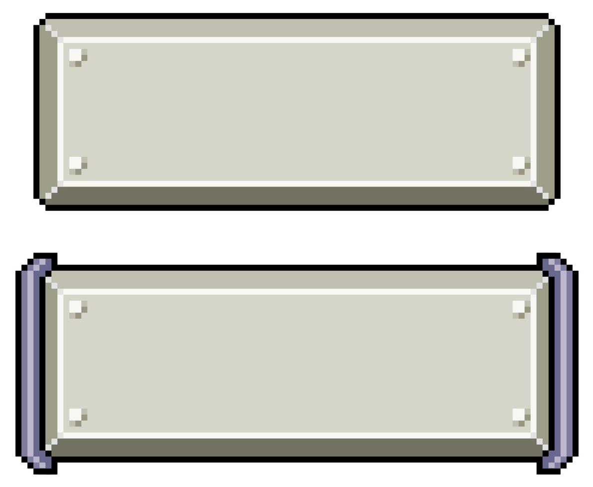 pulsanti pixel art per interfaccia in stile metallico icona vettore per gioco a 8 bit su sfondo bianco
