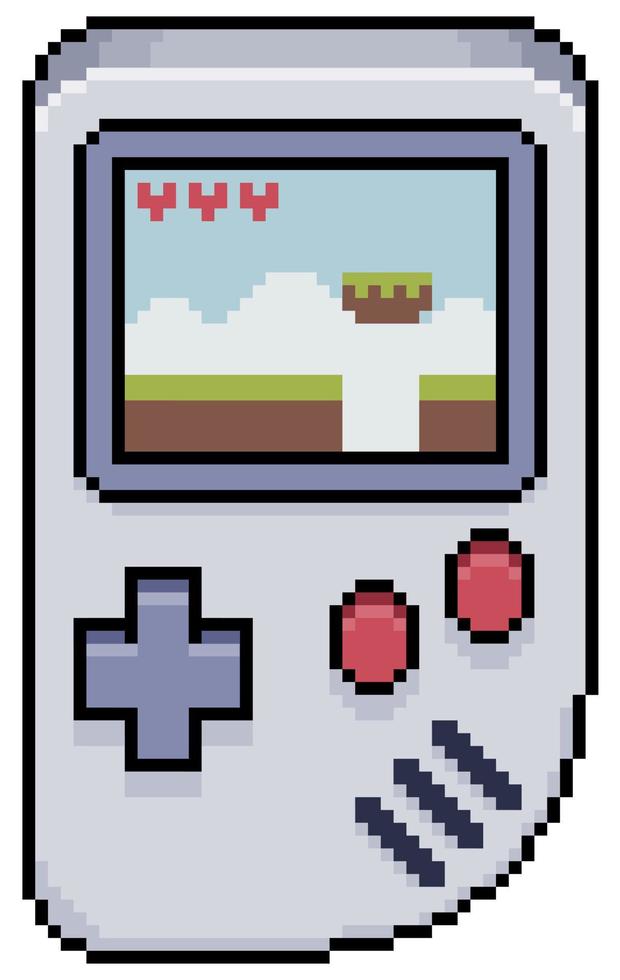 icona vettoriale della mini console di gioco pixel art per il gioco a 8 bit su sfondo bianco