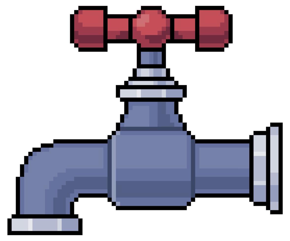 icona del vettore del rubinetto di pixel art per il gioco a 8 bit su sfondo bianco