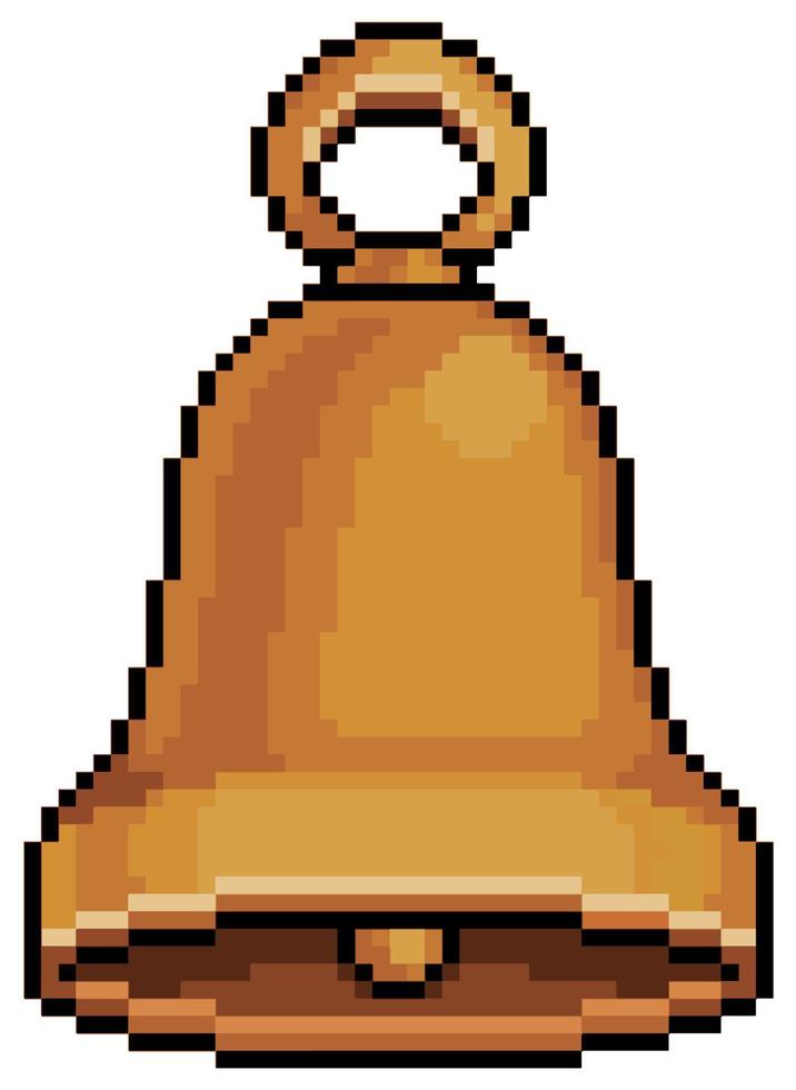 icona vettore campana d'oro pixel art per gioco a 8 bit su sfondo bianco