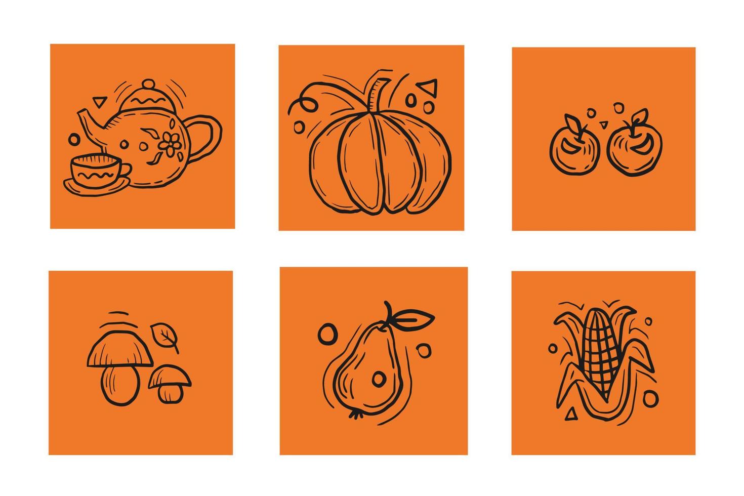 ClipArt di doodle di cibo autunnale sano vettore