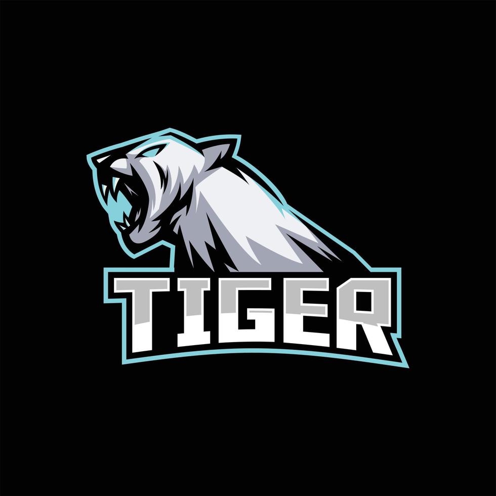 design del logo della mascotte esport della tigre vettore