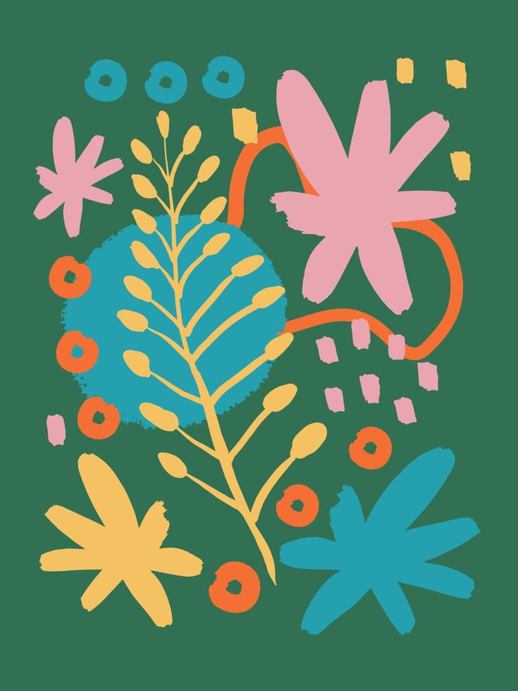 illustrazione vettoriale di doodle floreale scandinavo carino
