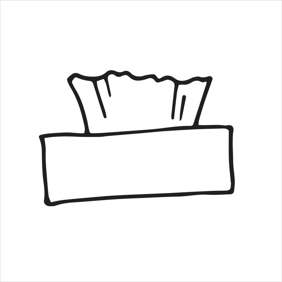 illustrazione vettoriale semplice doodle stile doodle. scatola con tovaglioli di carta. materia di igiene, igiene, stile di vita.