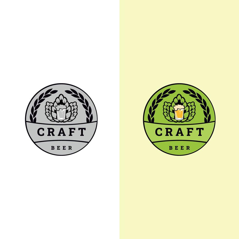 logo della birra. logo della birra artigianale, simboli, icone, etichette dei pub, collezione di badge. modello di segni di affari di birra, logo, concetto di identità del birrificio vettore