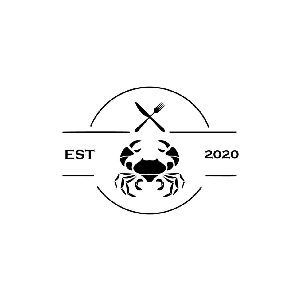 granchio, frutti di mare. etichetta di granchio icona, logo, adesivo di stampa per ristorante di carne, frutti di mare. logo design isolato sfondo bianco vettore
