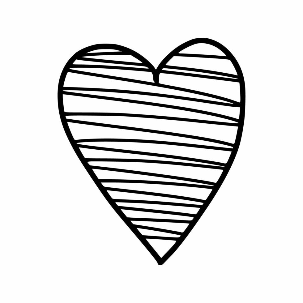 simpatico cuore in stile doodle. elemento decorativo da cartolina. vettore