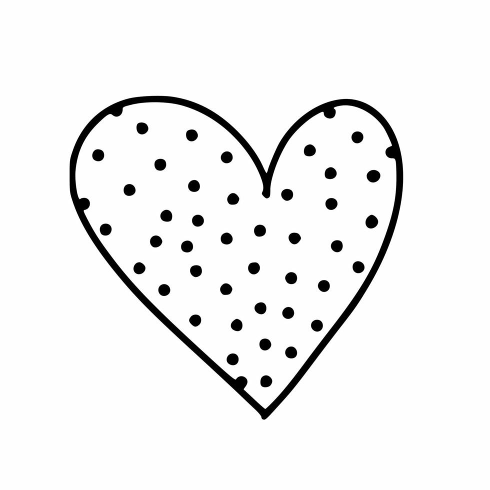 simpatico cuore in stile doodle. elemento decorativo da cartolina. vettore