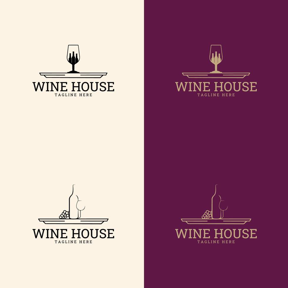 modello di progettazione del logo del vino. icona vettoriale per il menu del ristorante.