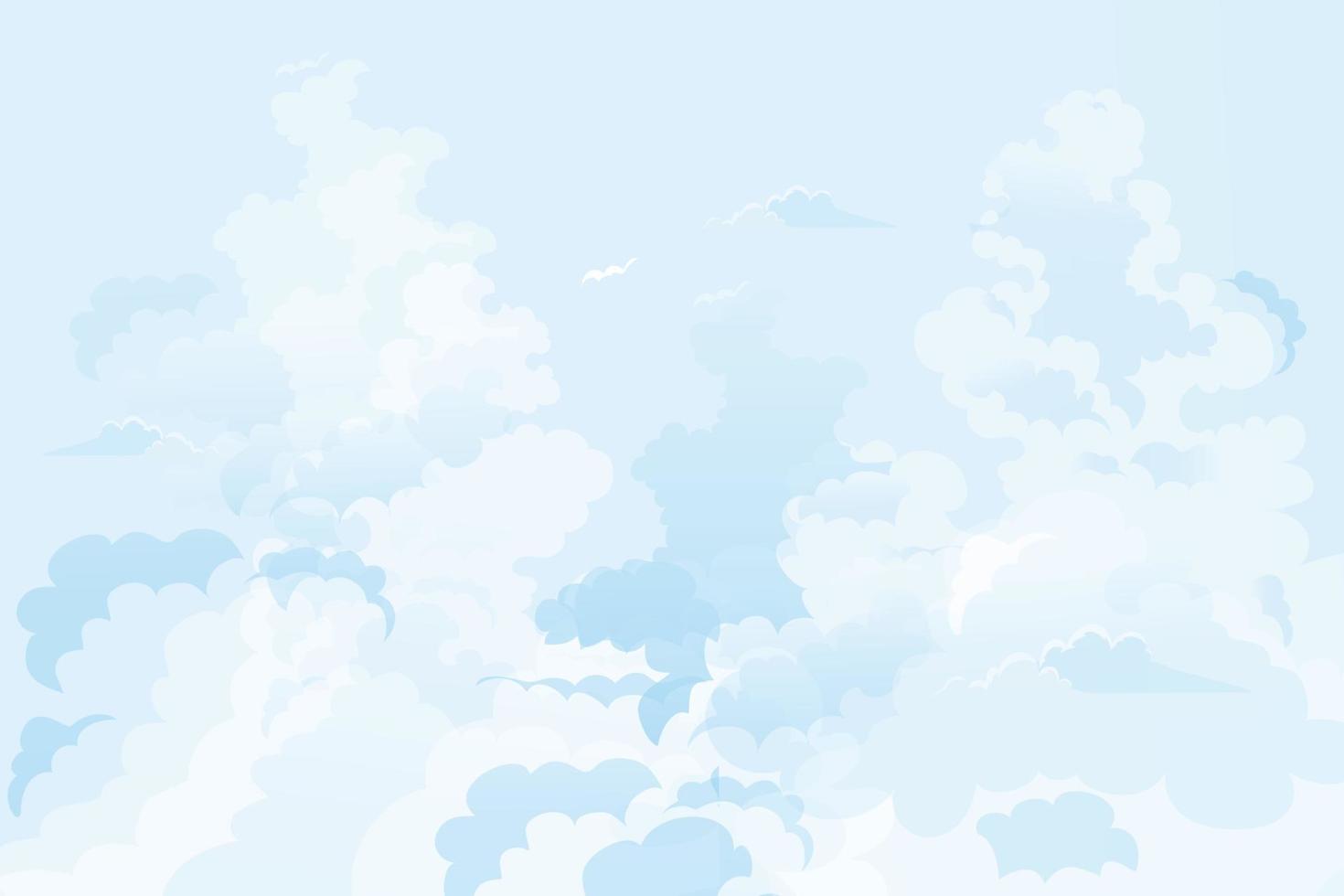 cielo blu con sfondo di nuvole di altostrato, cielo di cartone animato vettoriale con nuvole di cirri, banner di orizzonte stagionale di concetto quattro in una giornata di sole primavera ed estate al mattino. orizzonte di illustrazione vettoriale