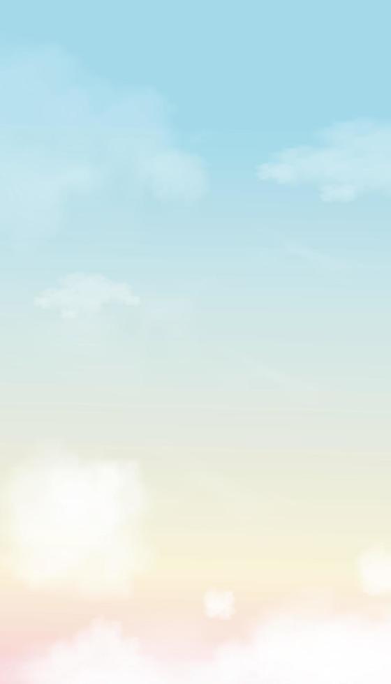 alba al mattino con cielo arancio pastello, giallo e rosa, paesaggio crepuscolare verticale drammatico con tramonto in sera, illustrazione vettoriale cielo banner di alba o luce solare per quattro stagioni sfondo