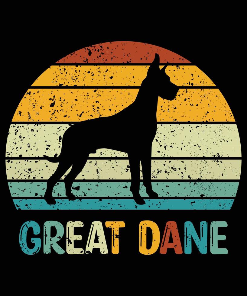 divertente alano vintage retrò tramonto silhouette regali amante del cane proprietario del cane t-shirt essenziale vettore