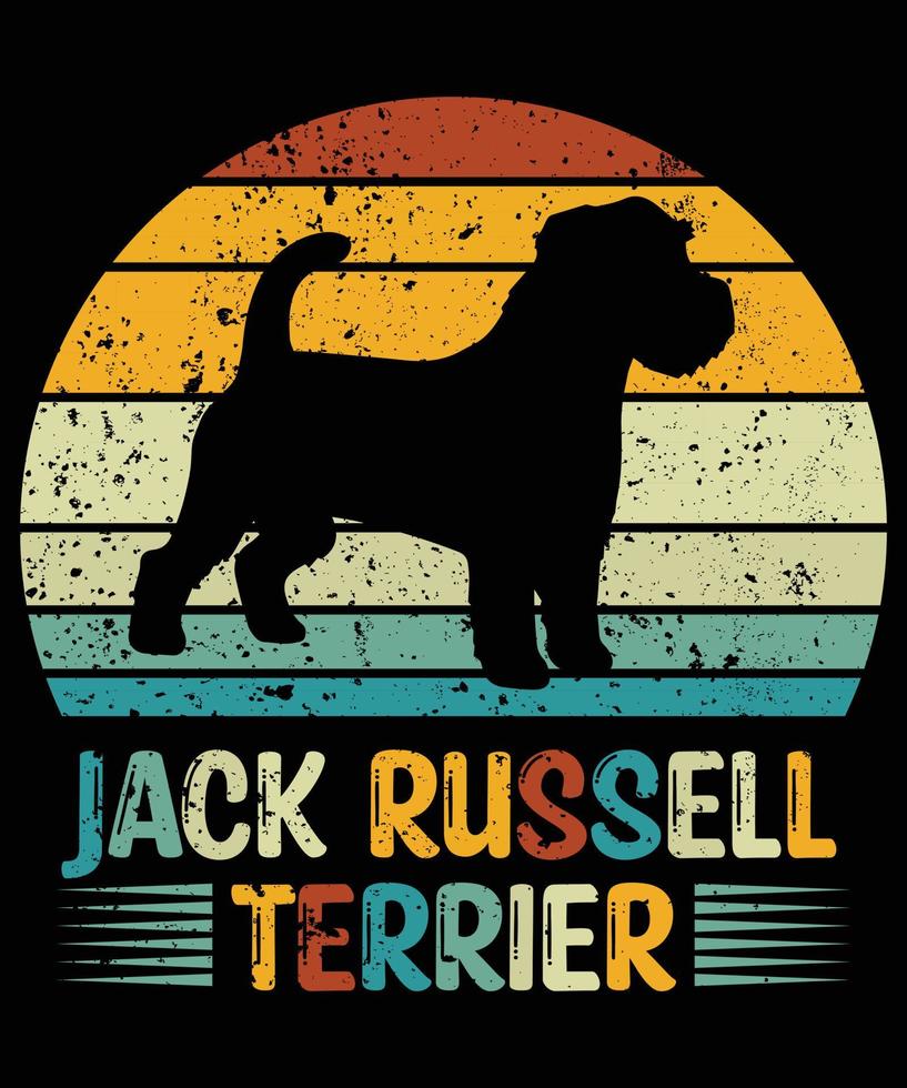 divertente jack russell terrier vintage retrò tramonto silhouette regali amante del cane proprietario del cane t-shirt essenziale vettore