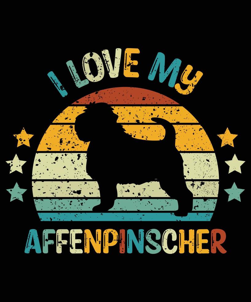 divertente affenpinscher vintage retrò tramonto silhouette regali amante del cane proprietario del cane t-shirt essenziale vettore