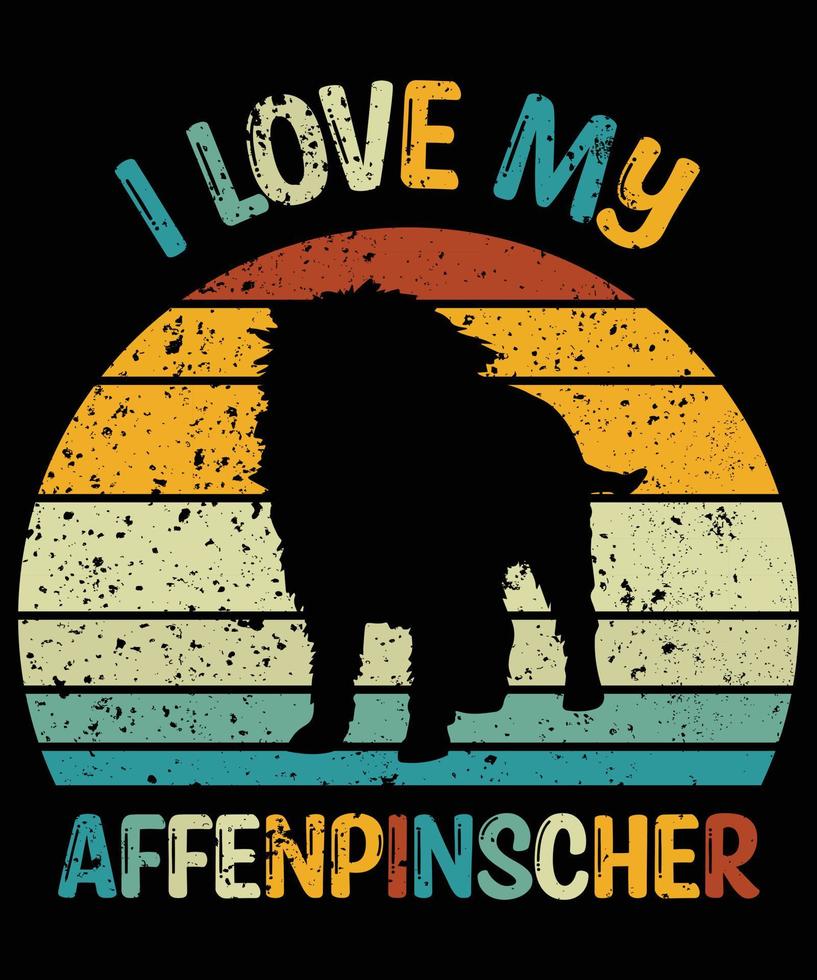 divertente affenpinscher vintage retrò tramonto silhouette regali amante del cane proprietario del cane t-shirt essenziale vettore