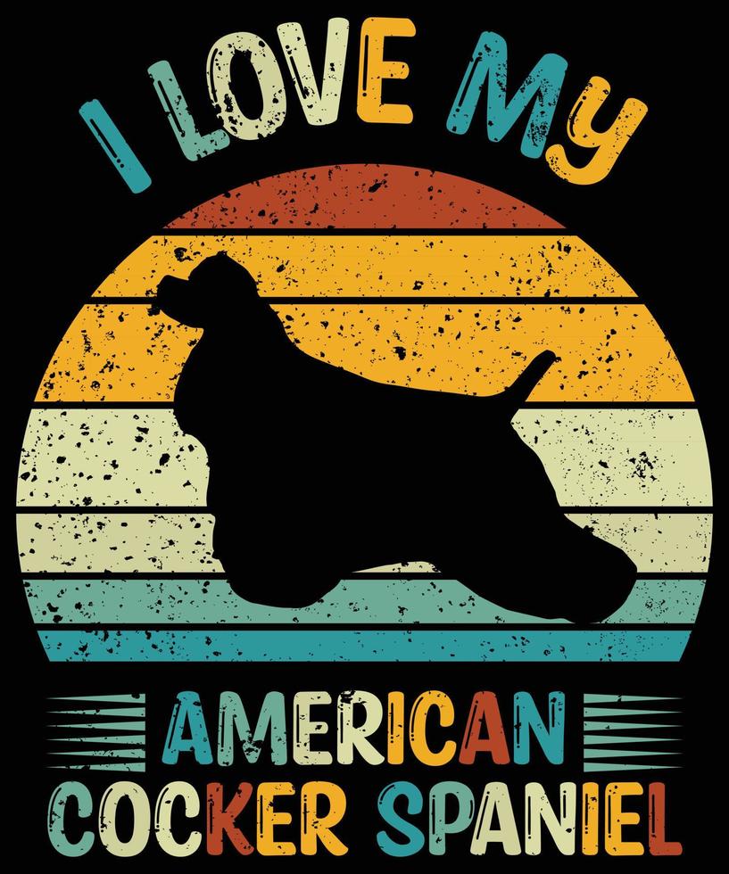 divertente american cocker spaniel vintage retrò tramonto silhouette regali amante del cane proprietario del cane t-shirt essenziale vettore