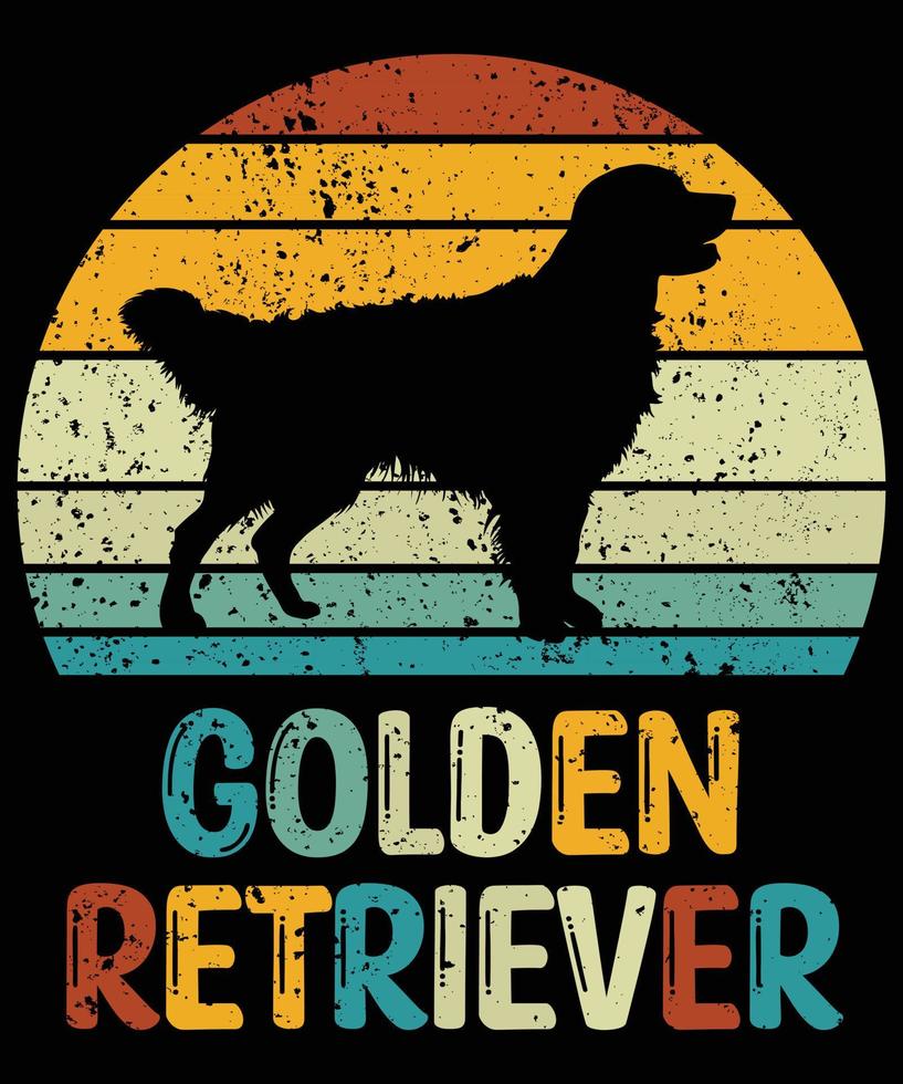 divertente golden retriever vintage retrò tramonto silhouette regali amante del cane proprietario del cane t-shirt essenziale vettore