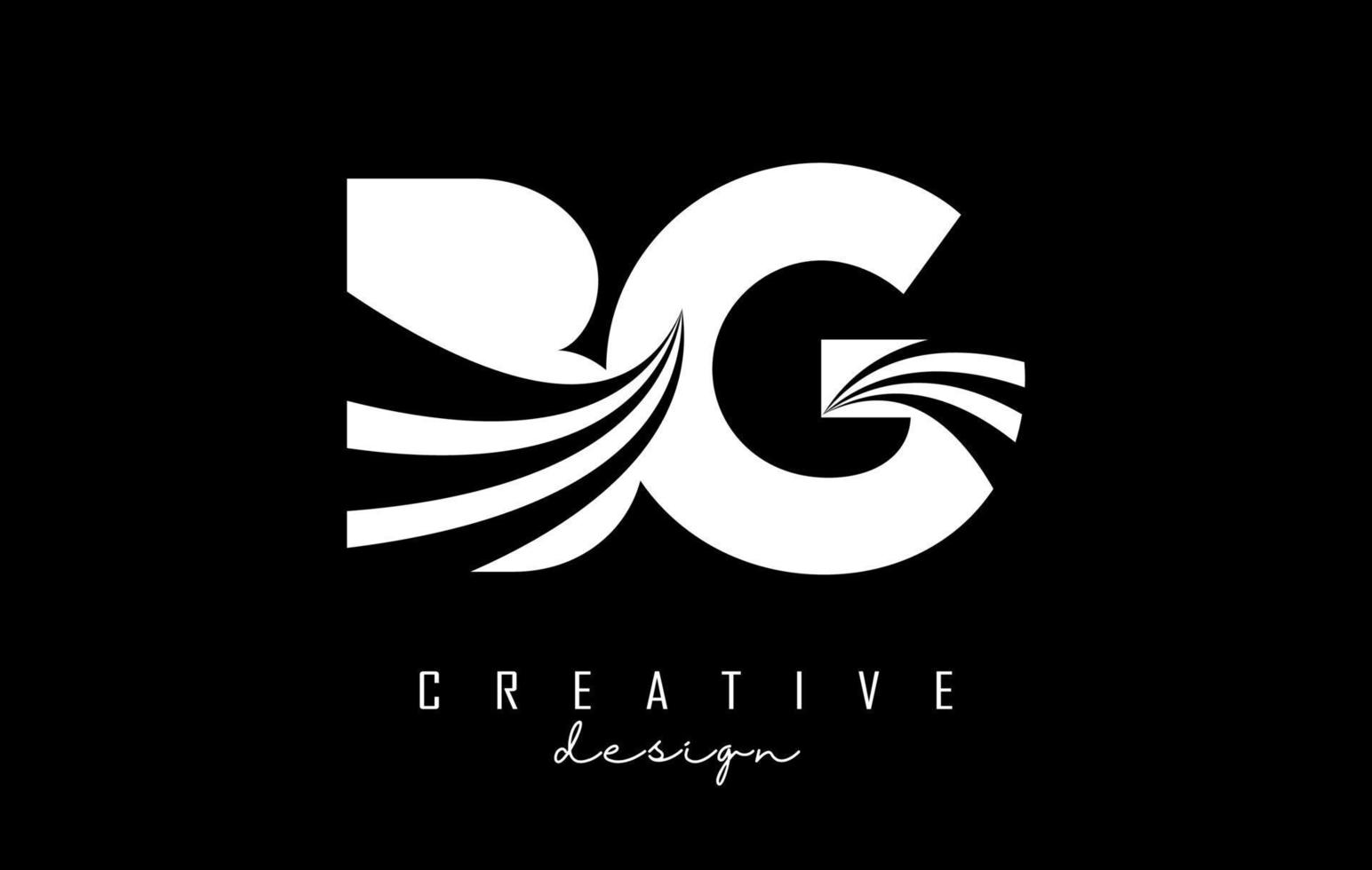 lettere bianche bg bg logo con linee guida e concept design stradale. lettere con disegno geometrico. vettore