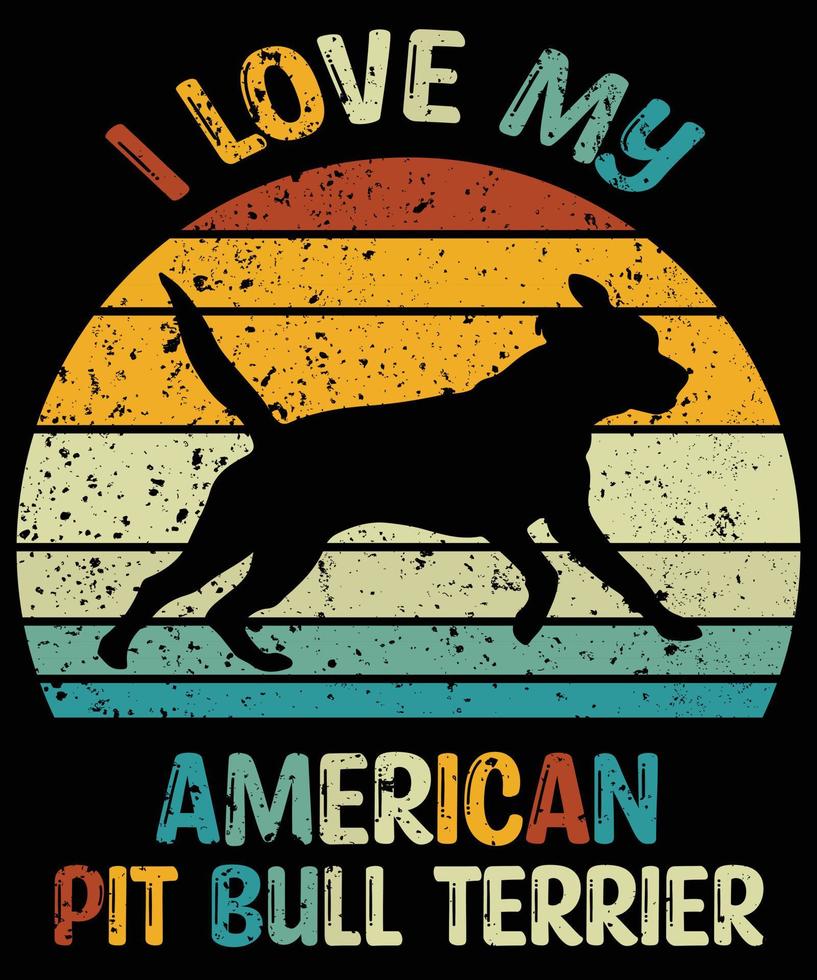 divertente american staffordshire terrier vintage retrò tramonto silhouette regali amante del cane proprietario del cane t-shirt essenziale vettore