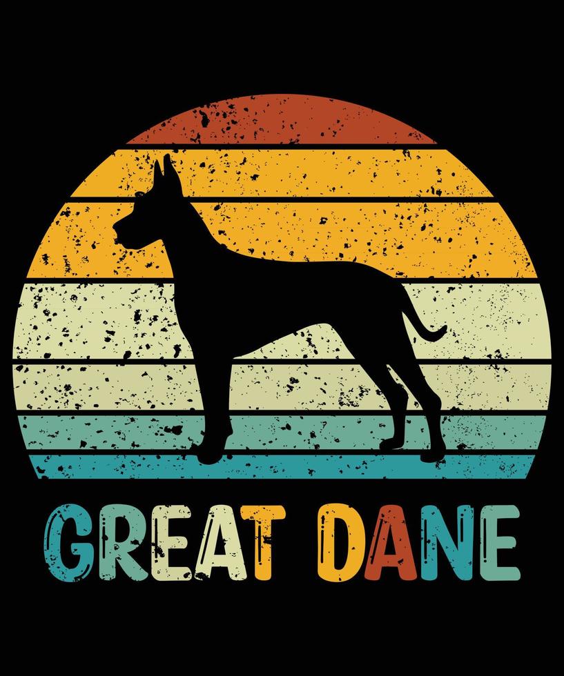 divertente alano vintage retrò tramonto silhouette regali amante del cane proprietario del cane t-shirt essenziale vettore