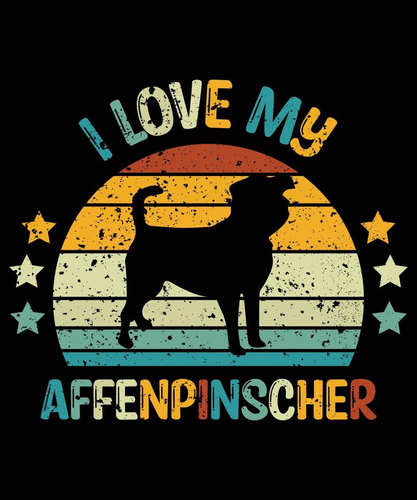 divertente affenpinscher vintage retrò tramonto silhouette regali amante del cane proprietario del cane t-shirt essenziale vettore
