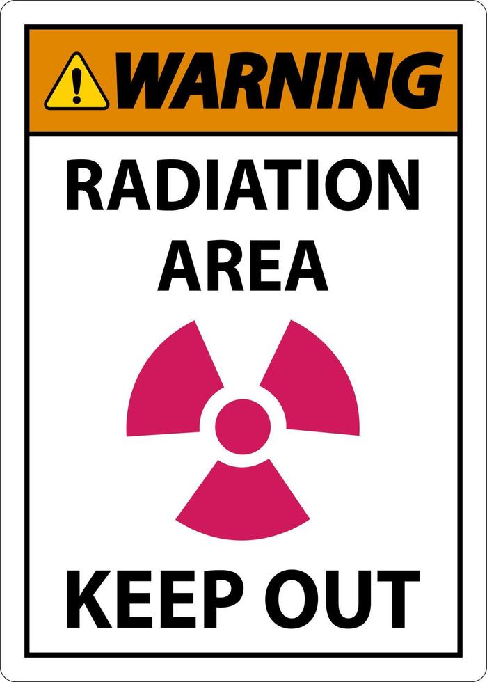 area di avvertimento radiazioni tenere fuori segno su sfondo bianco vettore