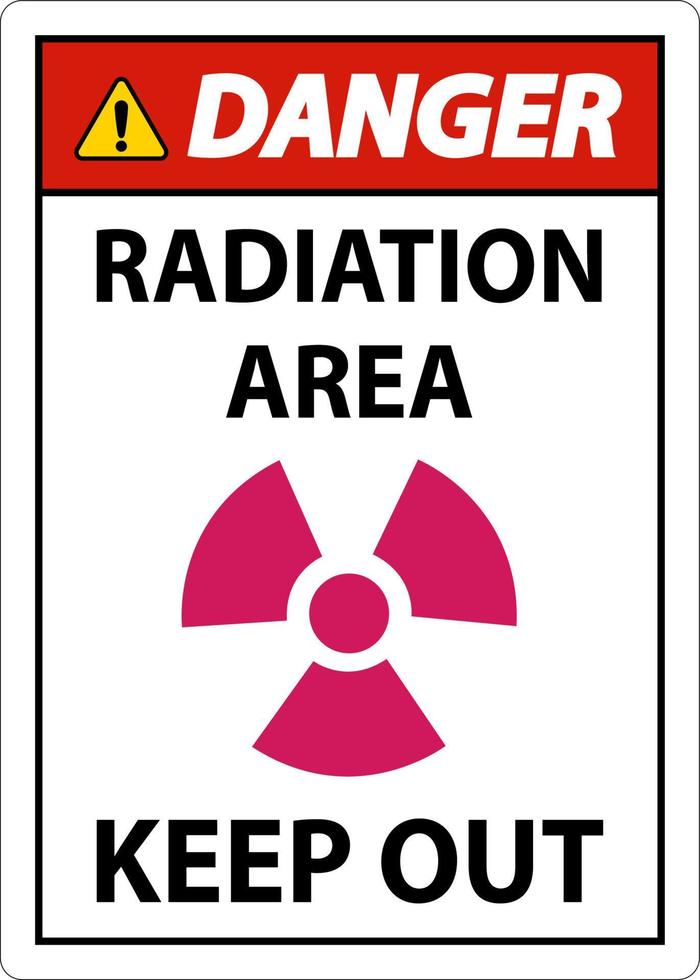 area di radiazione di pericolo tenere fuori il segno su sfondo bianco vettore