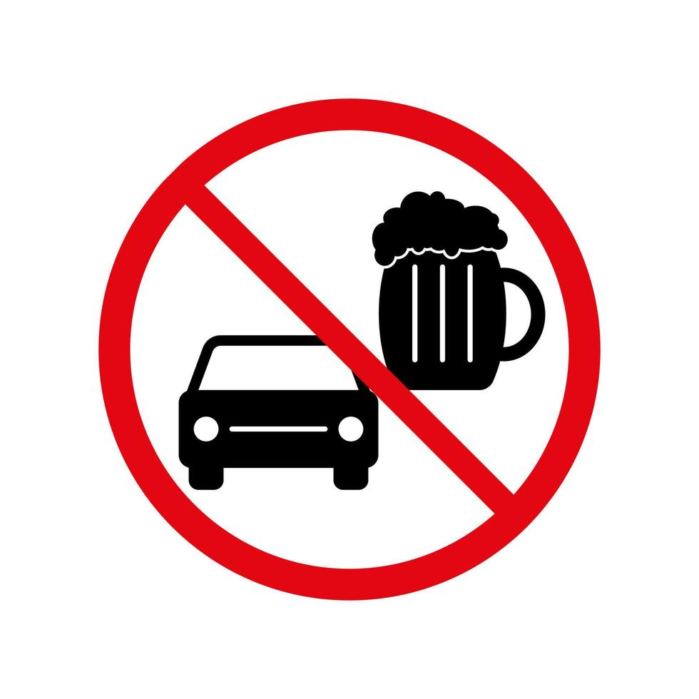 segno di vettore di guida ubriaco su sfondo bianco