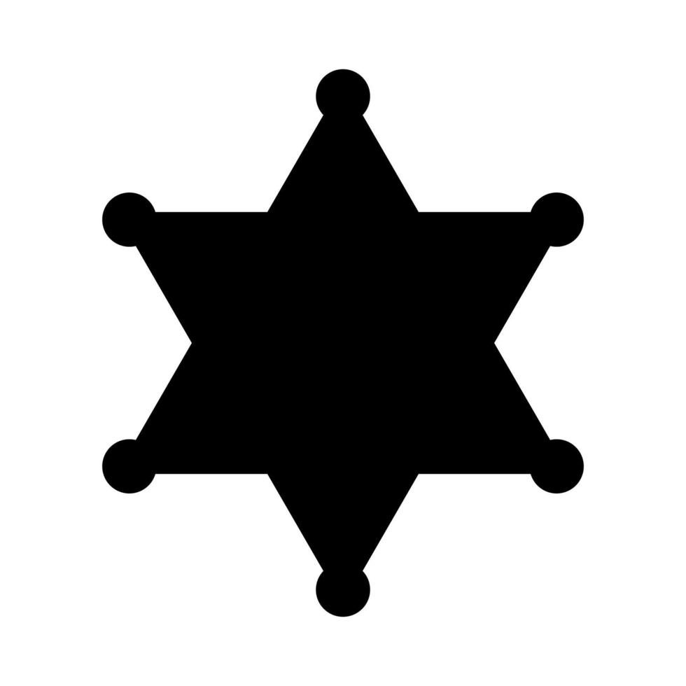 icona vettore nero stella sceriffo isolato su sfondo bianco