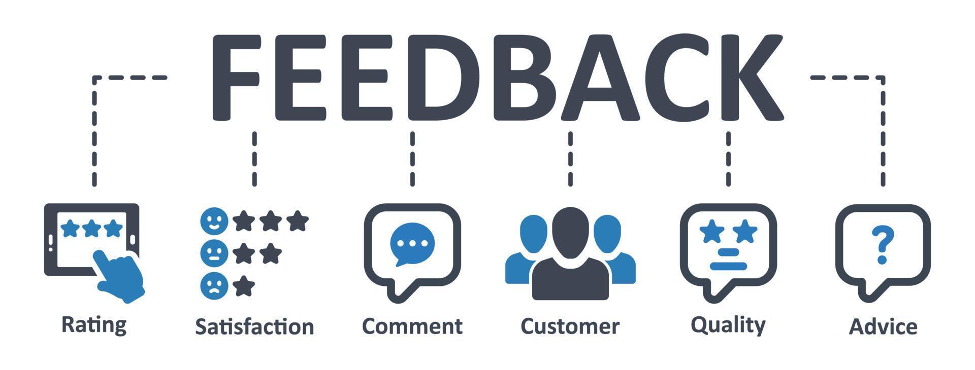 icona di feedback - illustrazione vettoriale. feedback, recensione, valutazione, consumatore, soddisfazione, sondaggio, infografica, modello, presentazione, concetto, banner, pittogramma, set di icone, icone. vettore