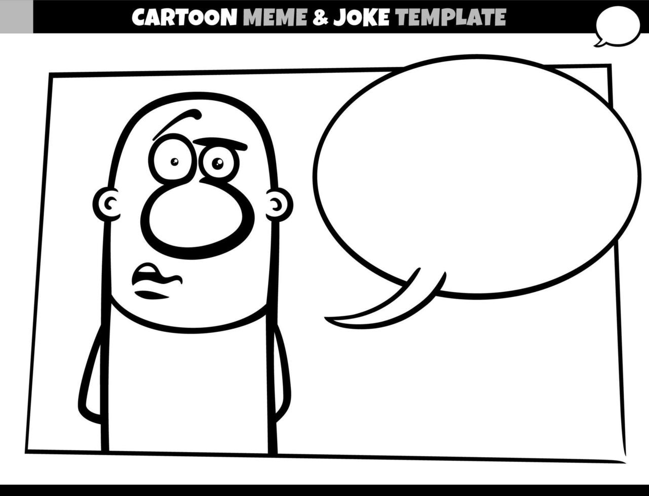 modello di meme cartone animato in bianco e nero con uomo comico vettore
