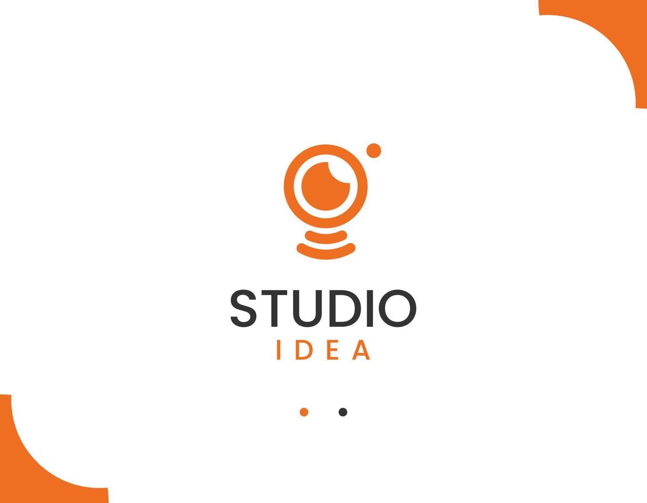 studio idea logo modello, fotocamera e concetto di lampadina vettore