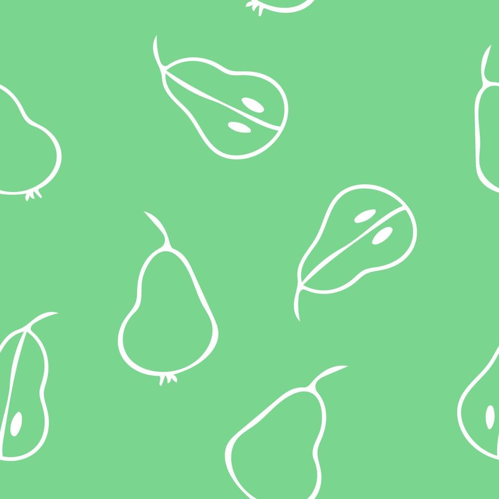 modello senza cuciture di pera. frutta disegnata a mano in stile doodle. cibo semplice line art vettore