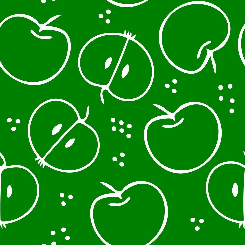 mele seamless pattern disegnato a mano in doodle. frutta in uno stile di linea semplice. vettore