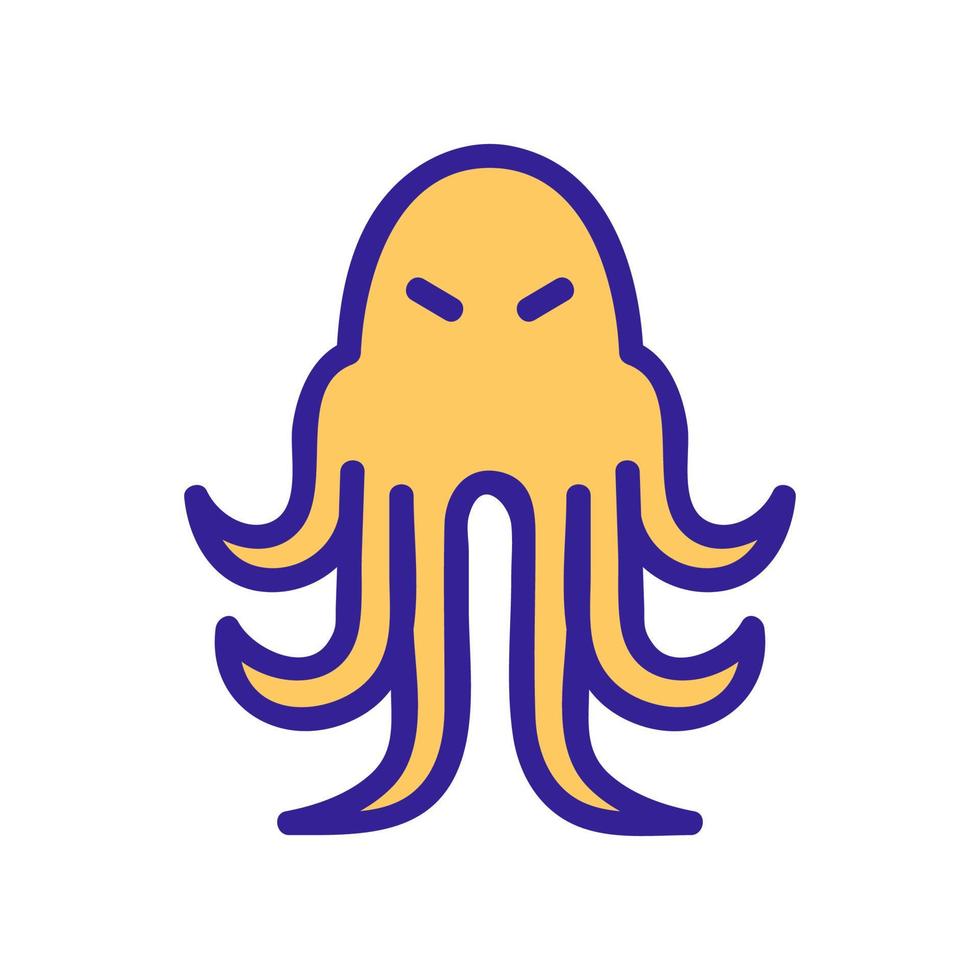 calamaro arrabbiato con tentacoli lunghi icona vettore illustrazione del profilo