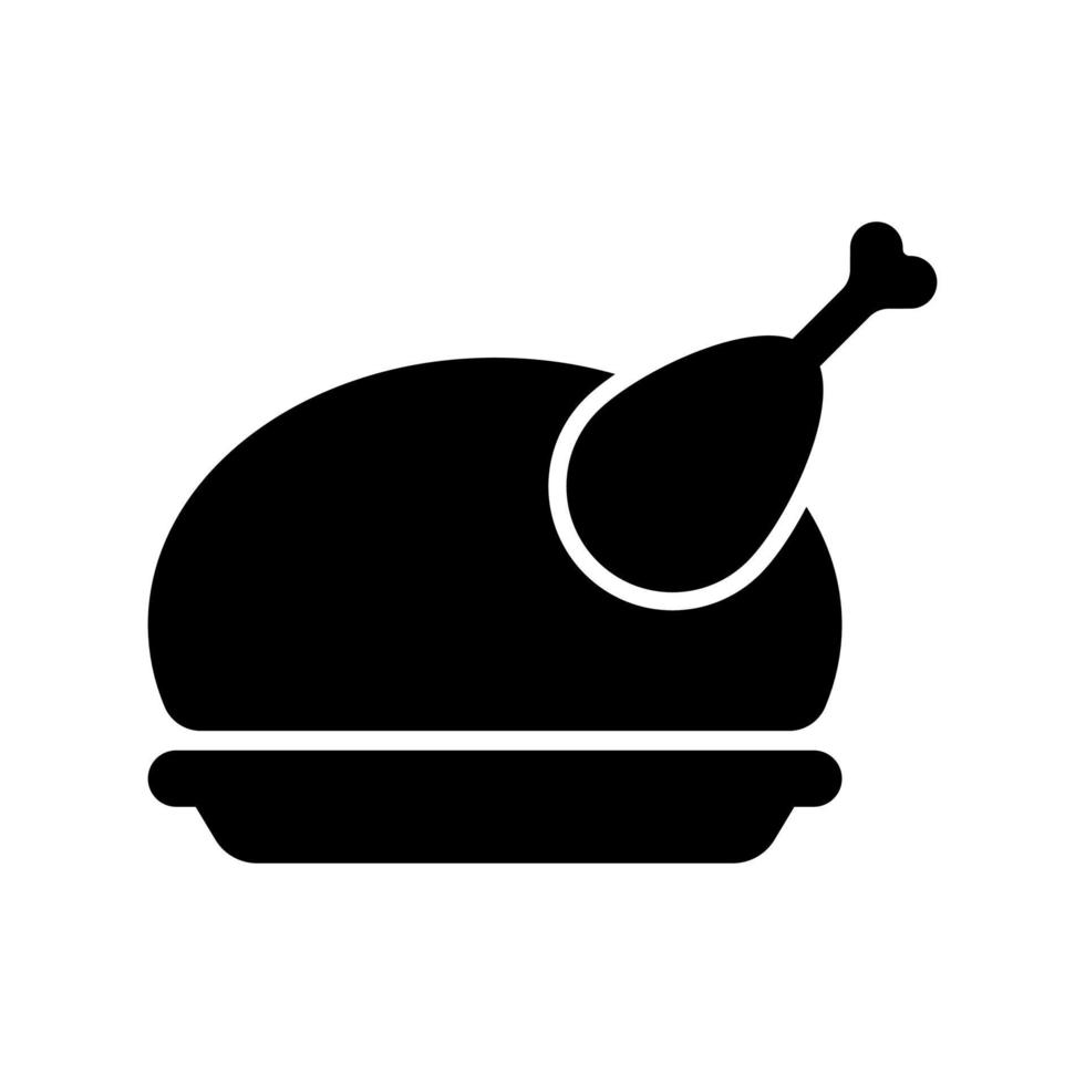 icona di pollo nero vettoriale isolato su sfondo bianco