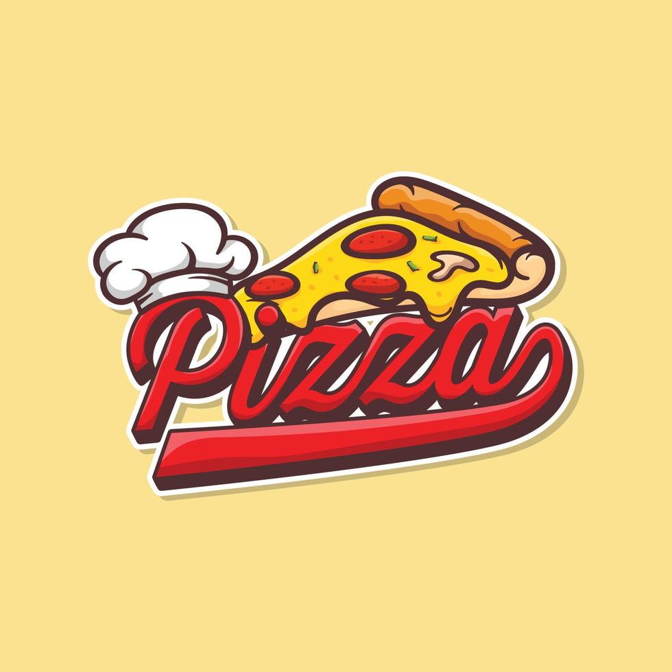 logo pizza cafe, icona pizza, illustrazione grafica vettoriale emblema pizza perfetta per un ristorante fast food. semplice logo della pizza in stile piatto.