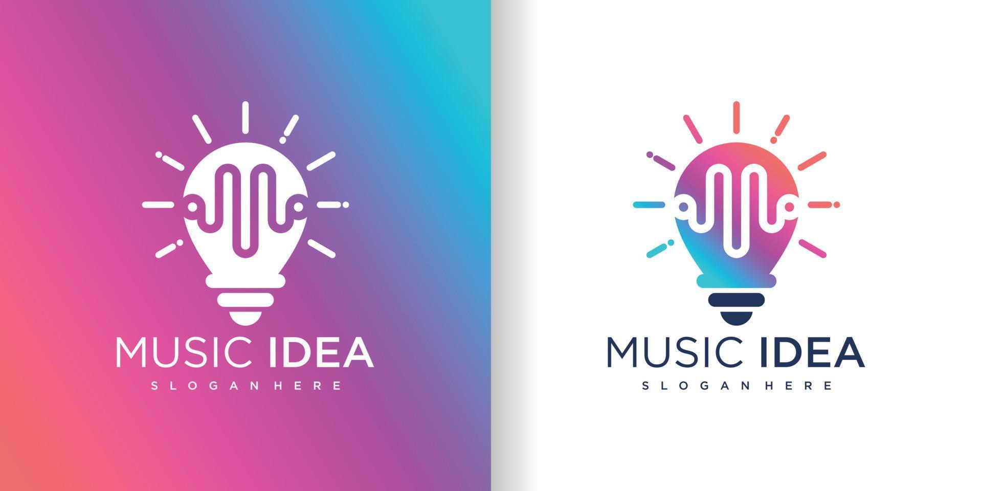 logo della lampadina con vettore premium di concetto di design musicale