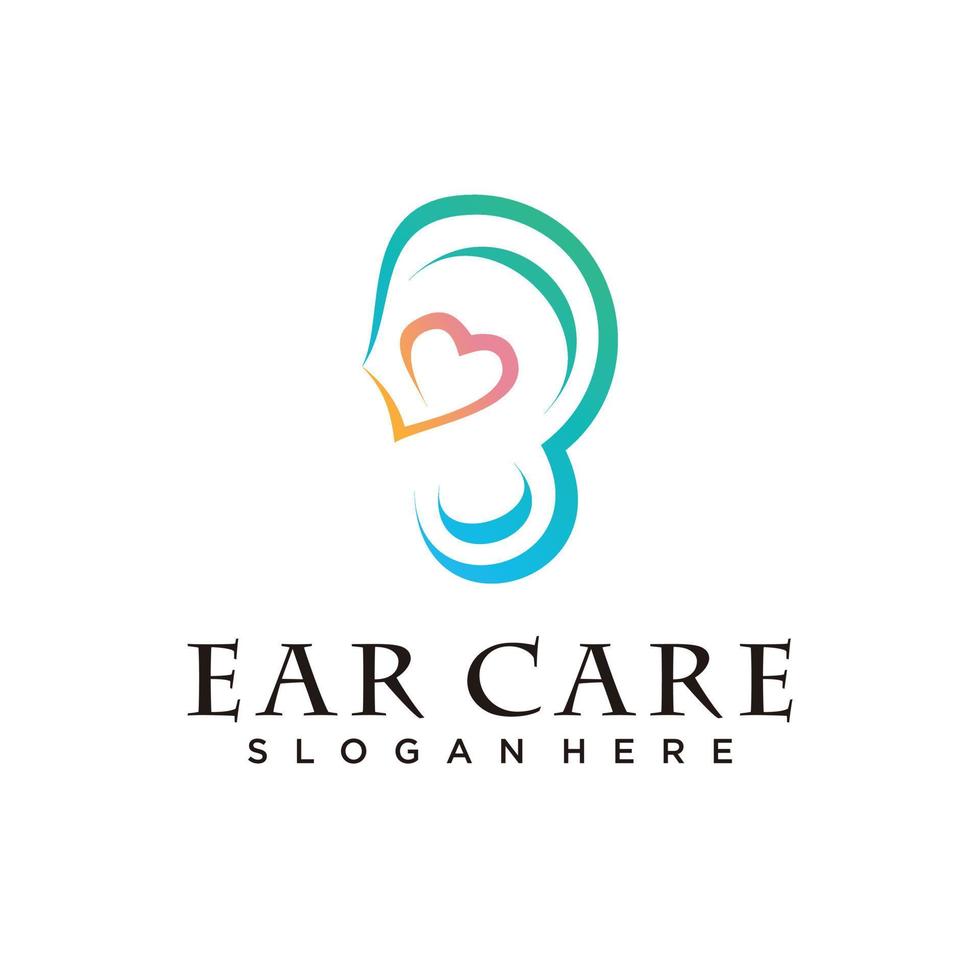 concetto di logo dell'orecchio per l'assistenza sanitaria vettore