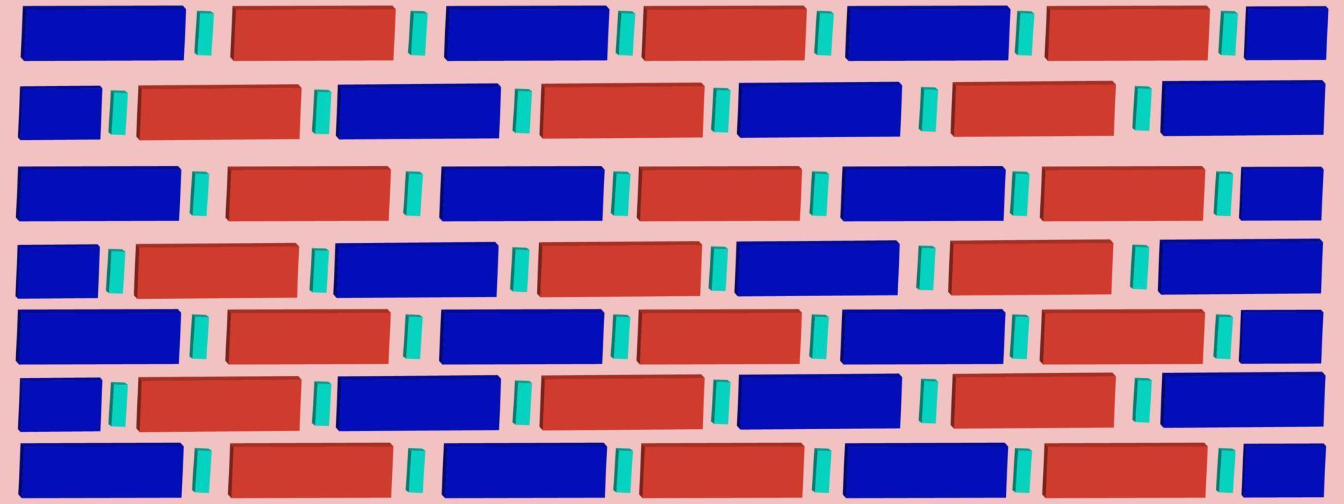 sfondo colorato a forma di mattone 3d. per il design di mattoni 3d per carta da parati o tessuto vettore