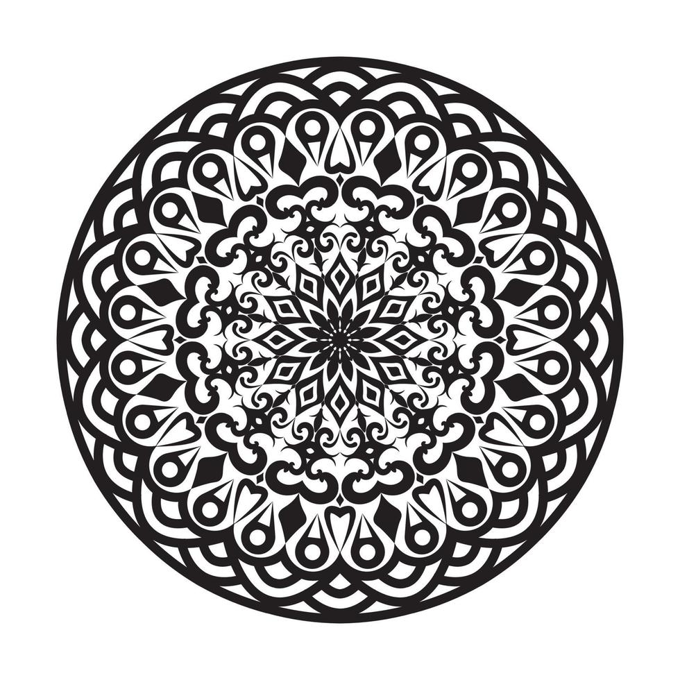 illustrazione della linea mandala, disegno a mano mandala zentangle, motivo mandala ornamento rotondo, elementi decorativi vintage vettore