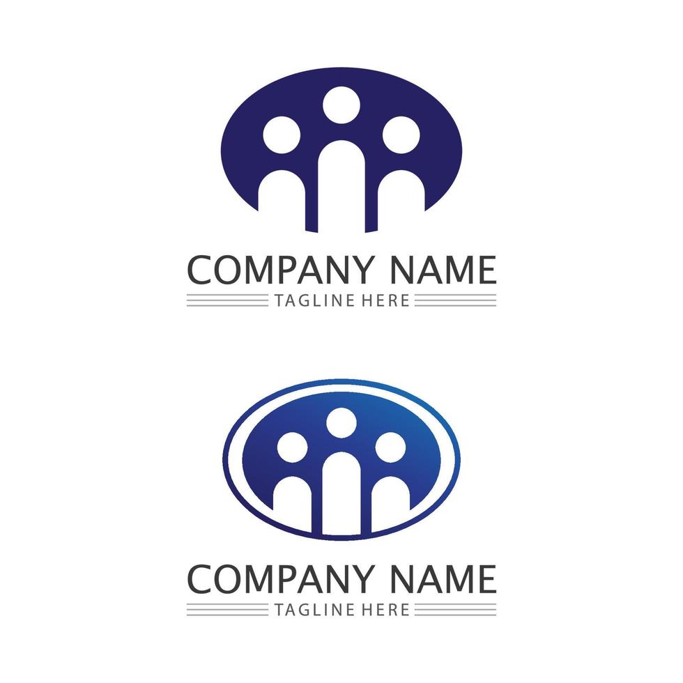 logo delle persone, squadra, persone di successo lavorano, gruppo e comunità, società del gruppo e logo aziendale vettore e cura del design, logo di successo dell'icona della famiglia