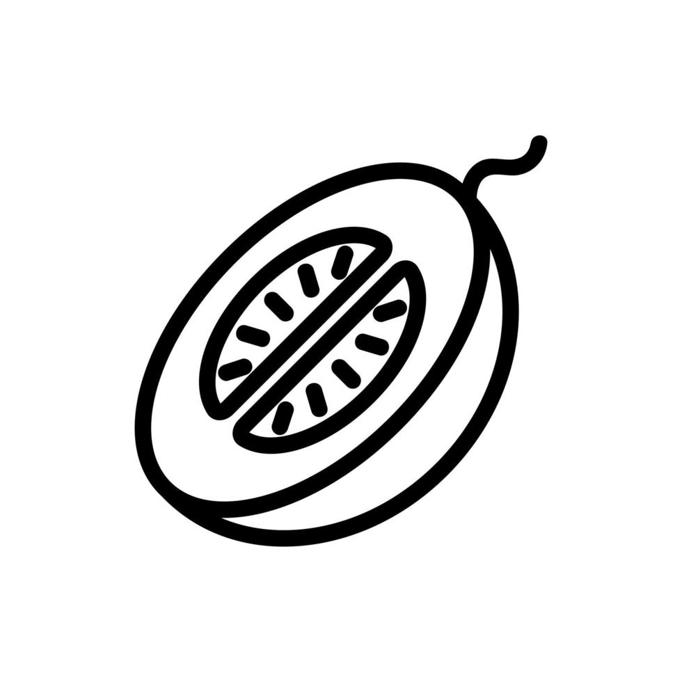 mezzo melone con semi icona vettore illustrazione del profilo